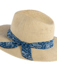 Panama Hat with Blue and White Bandana