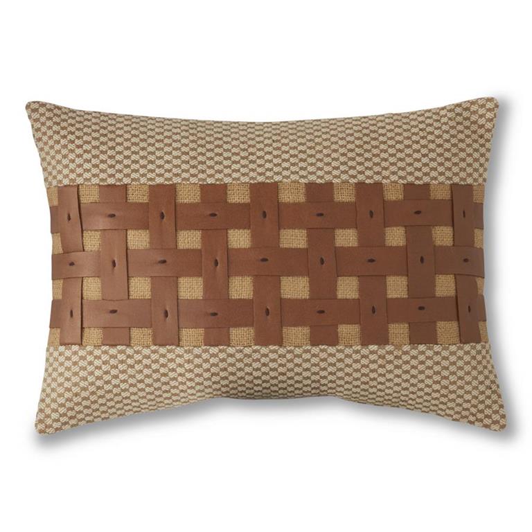 Vegan Leather and Jute Rectangular Pillow