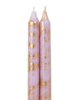 12" Decorative Taper 2pk: Pure White w/ Gold