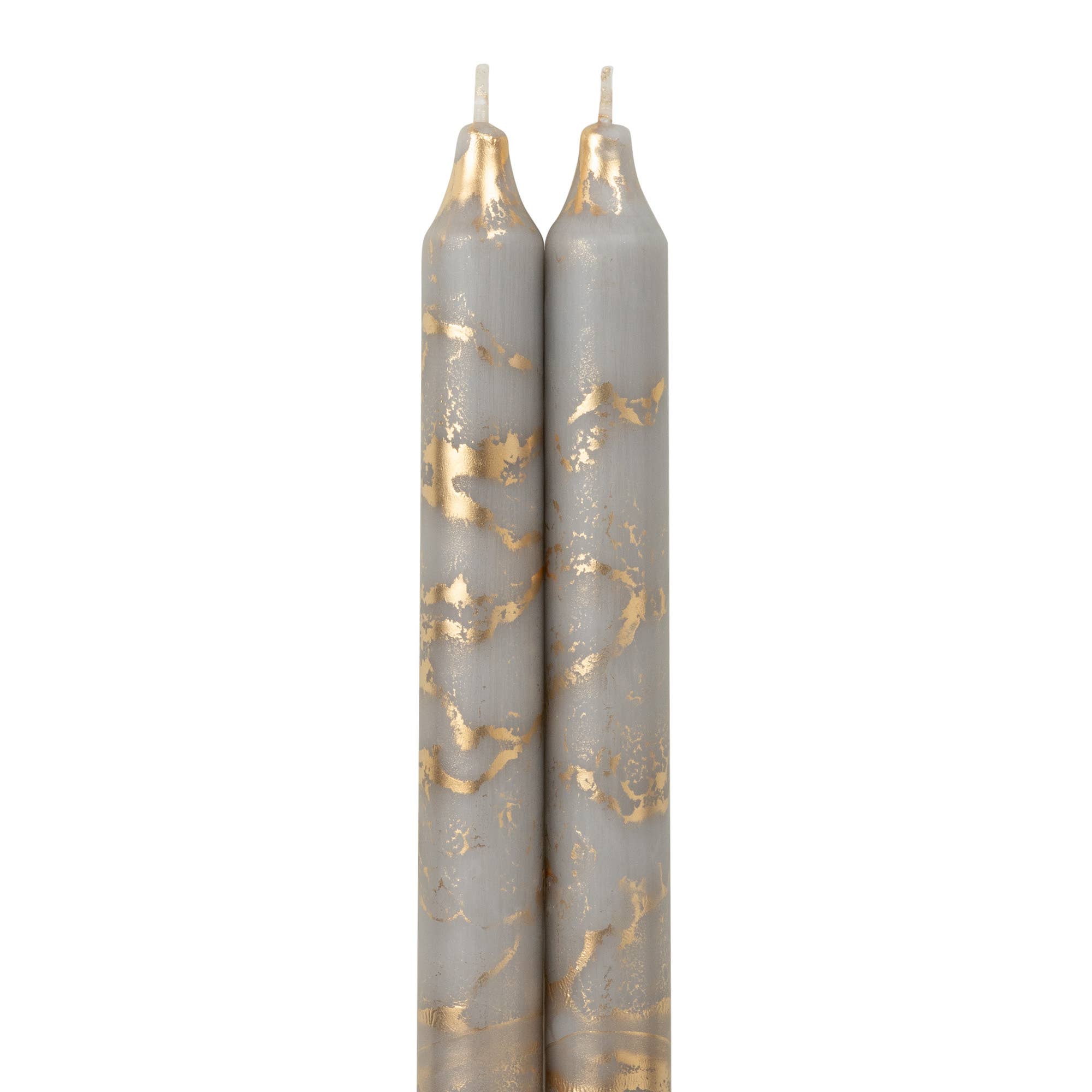 12&quot; Decorative Taper 2pk: Pure White w/ Gold