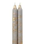 12" Decorative Taper 2pk: Pure White w/ Gold