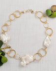 Baroque Pearl & Gold Circle Chain Necklace