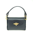 Italian Leather Handbag With Bee Clasp, 5 Colors Available
