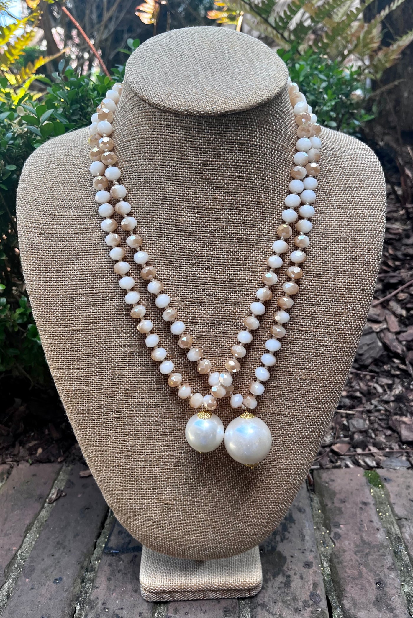 Italian Crystal with Large Pearl Accents Necklace