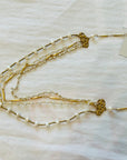 Vintage 4-Strand Necklace with Bronze St. Anne Medal and Gold Cross,