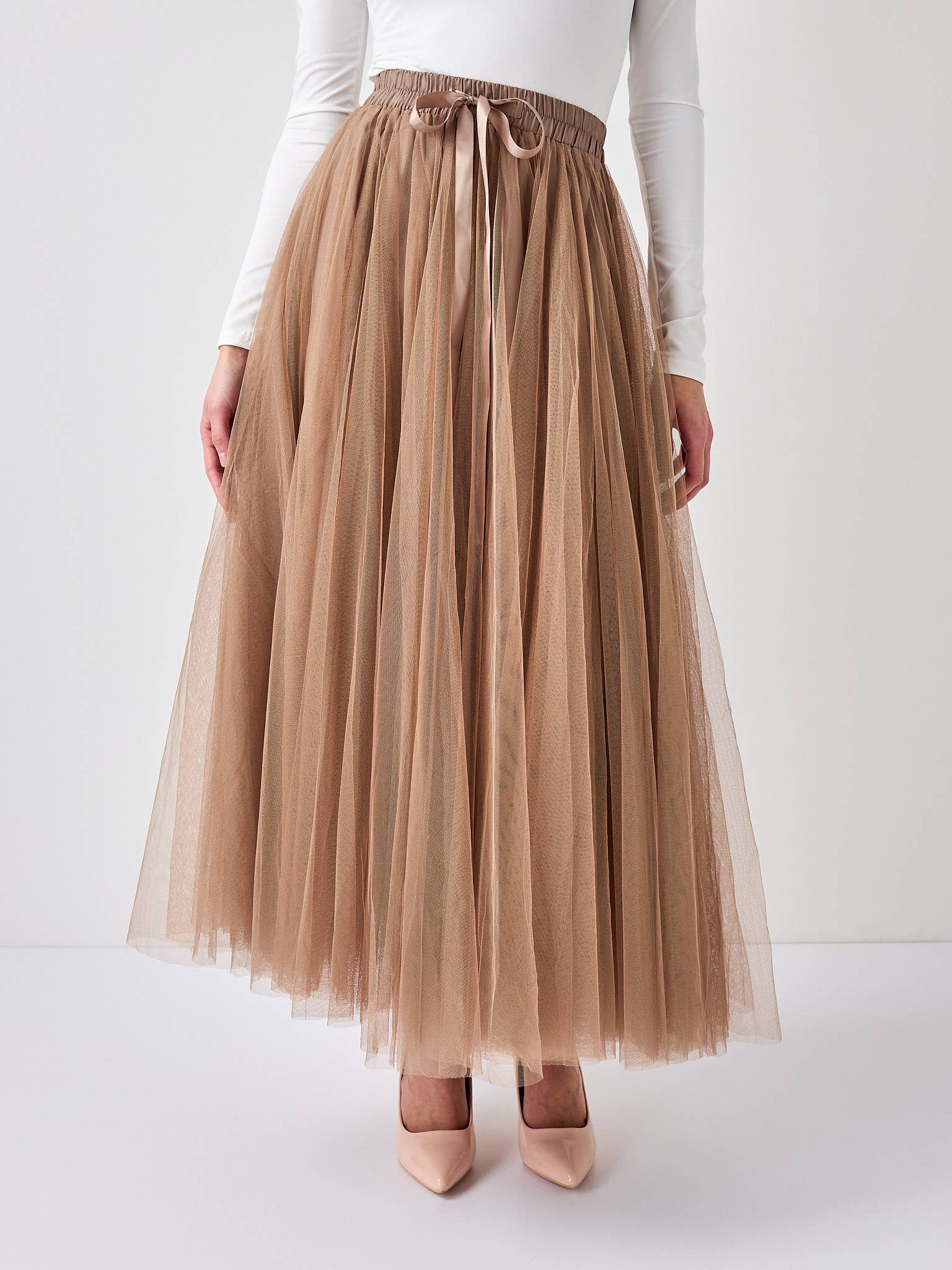 Aria tulle skirt, Taupe