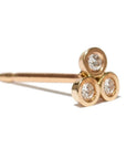 Pair Trinity Diamond 14 K Solid Gold Stud Pair