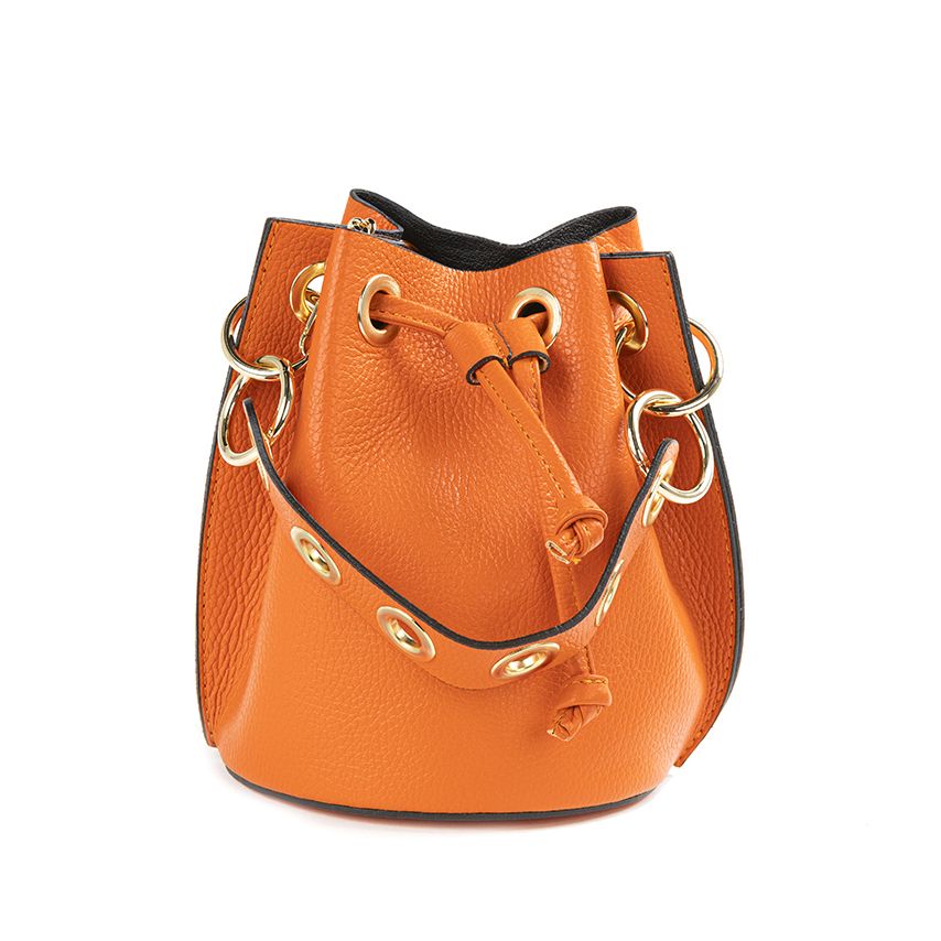Italian Leather Crossbody Bucket Bag, 3 Colors