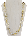 Gold Amoeba Chain Necklace with Champagne Crystal